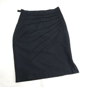 Catherine Malandrino Womens Black Pleated Front Side Slit Pencil Skirt Size 4